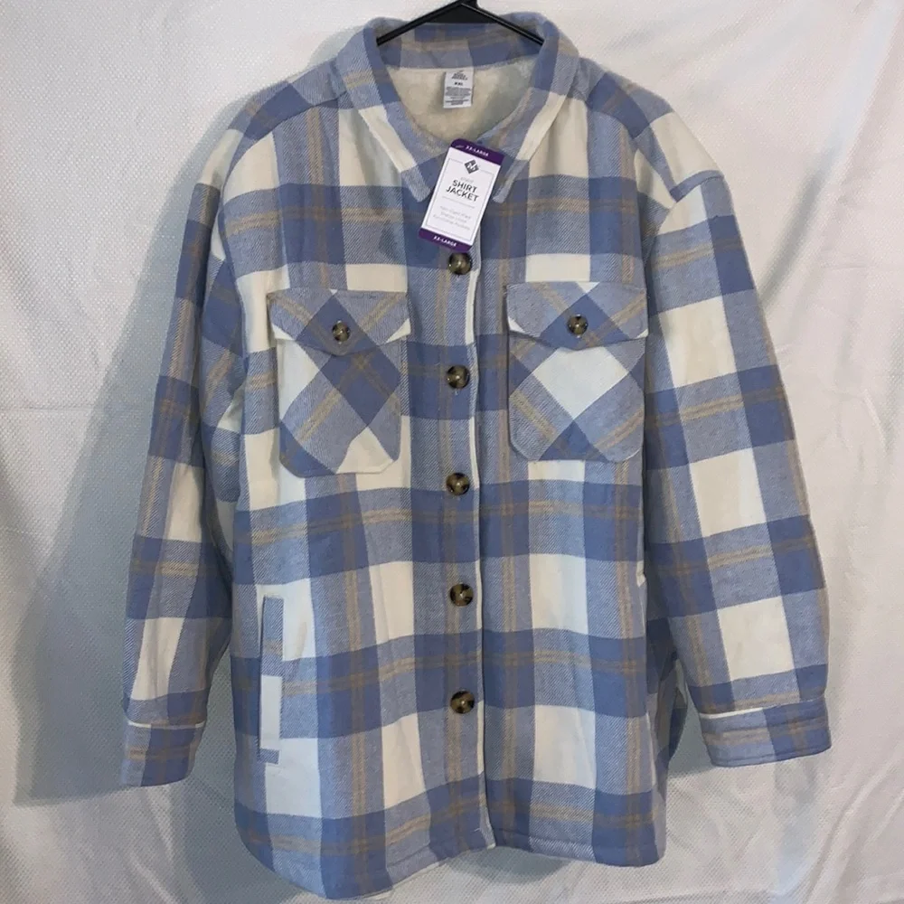 NWT! Flannel Sherpa Lined Shirt Jacket Shacket Size XXL - Picture 5 of 9